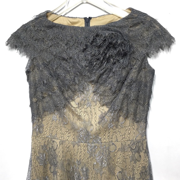 Tadashi Shoji Metallic Lace Tiered Rosette Dress 2 - Picture 5 of 14